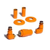 Product Cut out image of the Terma Vario Vision Matt Orange Left Sided 3 Axis Radiator Valve
